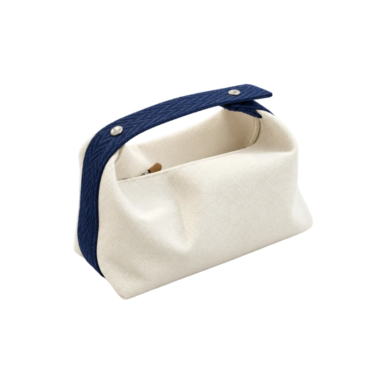 Ivory Canvas Bag With Blue Strap-1