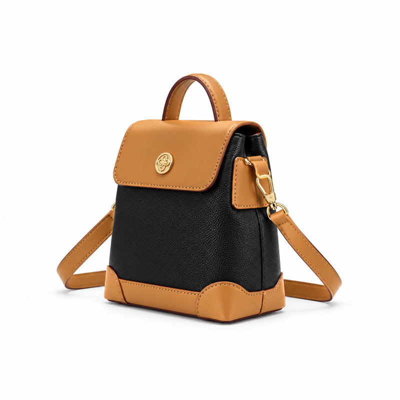Elegant Black And Caramel Crossbody Bag-3
