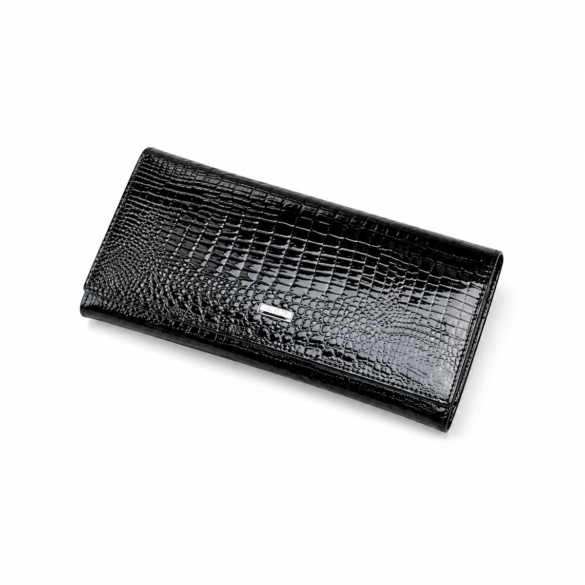 Luxury Black Crocodile Embossed Long Wallet-3