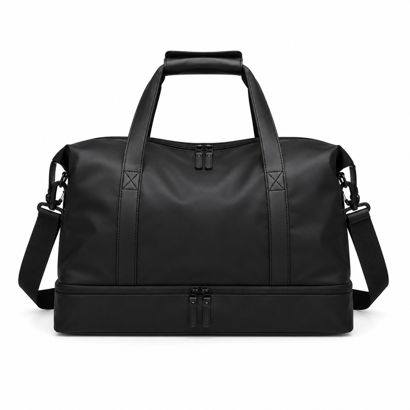 Black Overnight Bag With Multiple Compartments-2