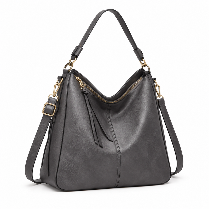 Charcoal Grey Hobo Shoulder Crossbody Bag-1