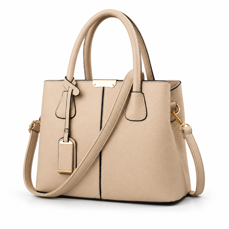 Elegant Beige Textured Tote Shoulder Bag-4
