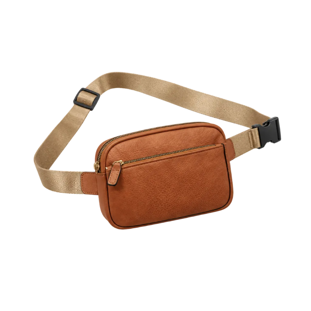 Brown Textured Waist Bag Adjustable Strap-1