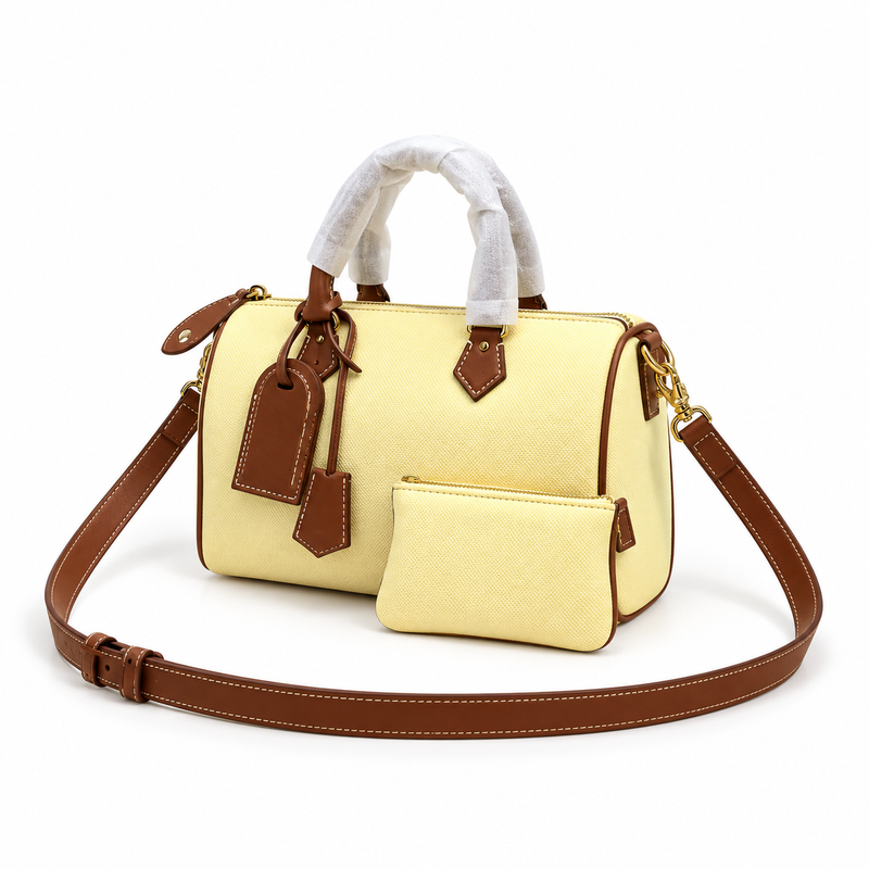 Butter Yellow Handbag With Matching Pouch-3