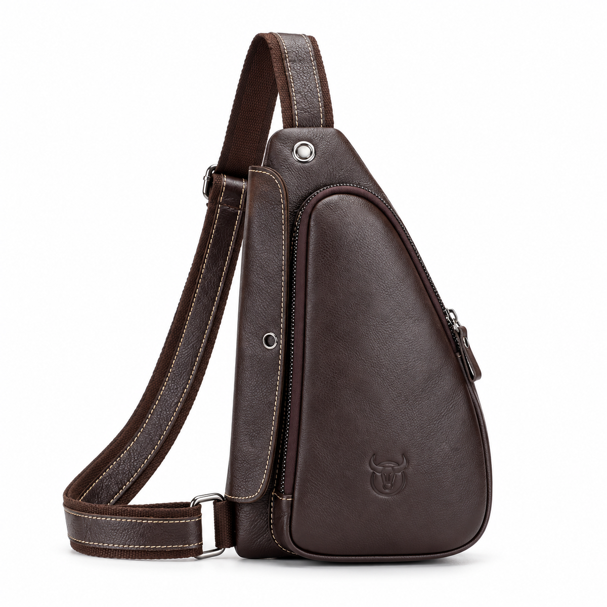 Coffee Brown Textured Crossbody Sling Bag