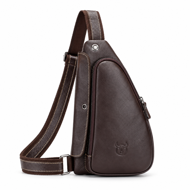 Coffee Brown Textured Crossbody Sling Bag-1