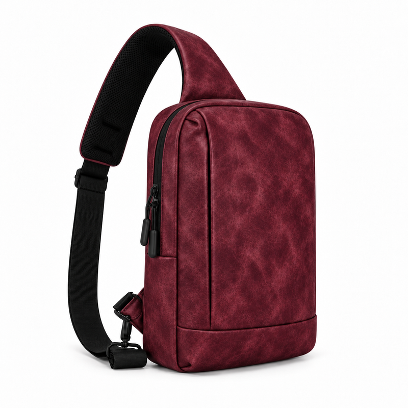 Maroon Textured Sling Bag With Padding-1