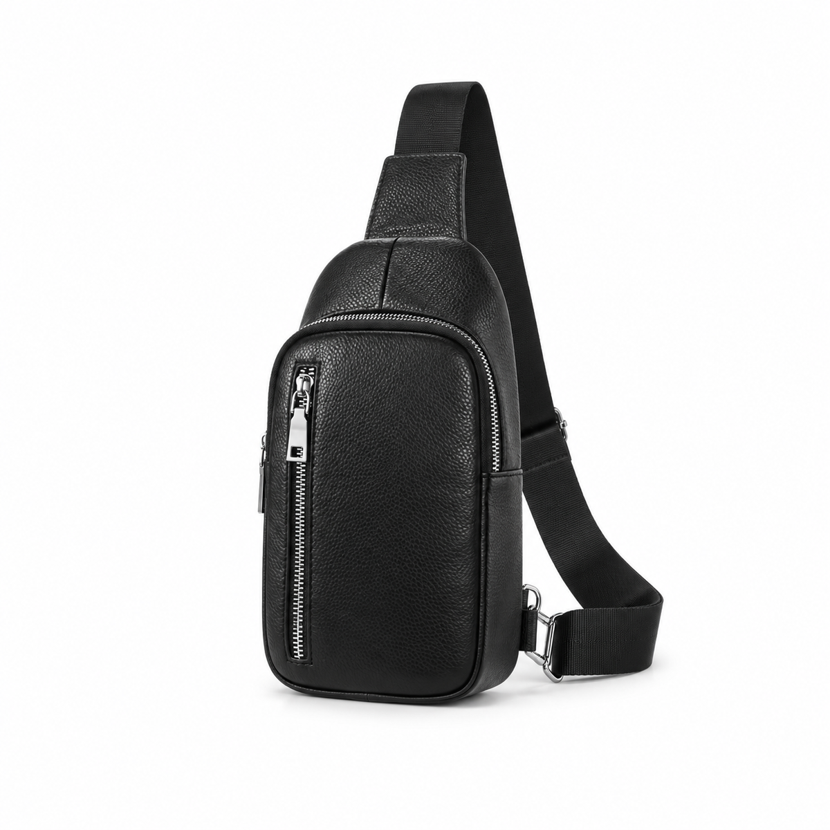 Classic Black Textured Crossbody Sling Bag