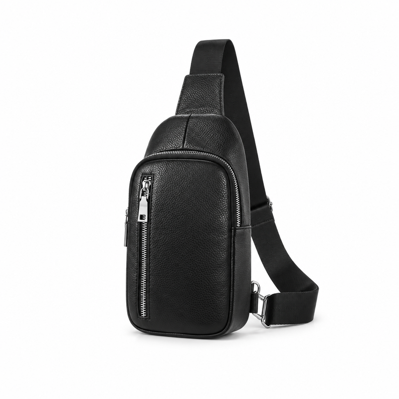 Classic Black Textured Crossbody Sling Bag-2