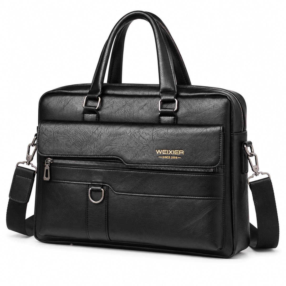 Classic Black Leather Briefcase For Professionals-4