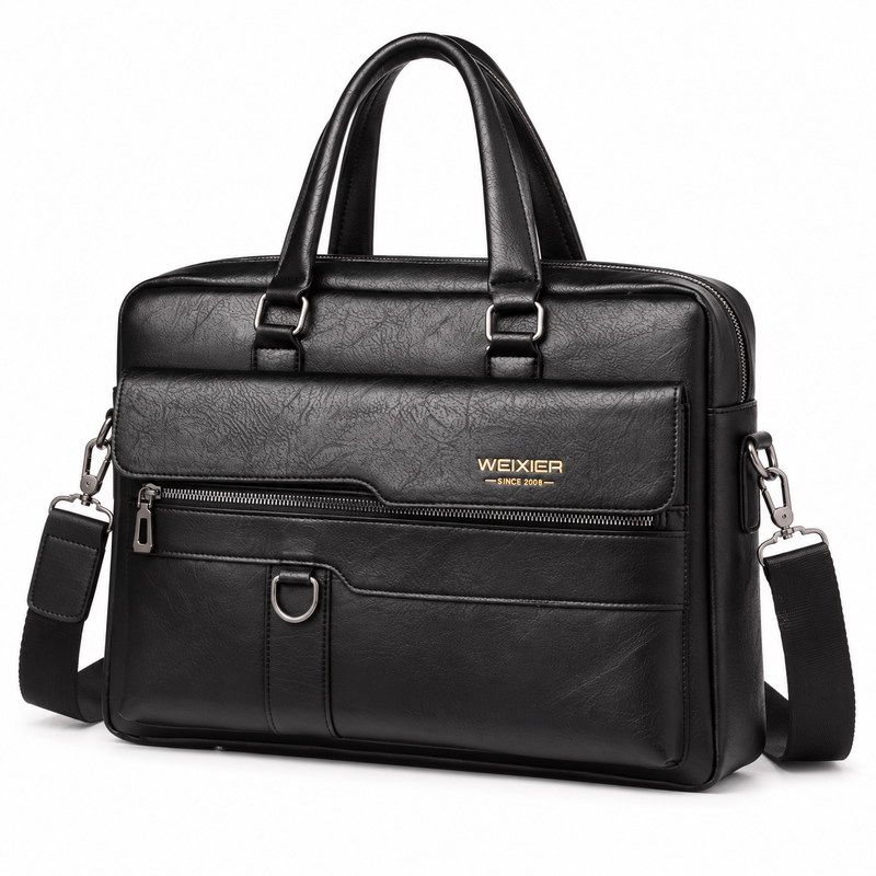 Classic Black Leather Briefcase For Professionals-4