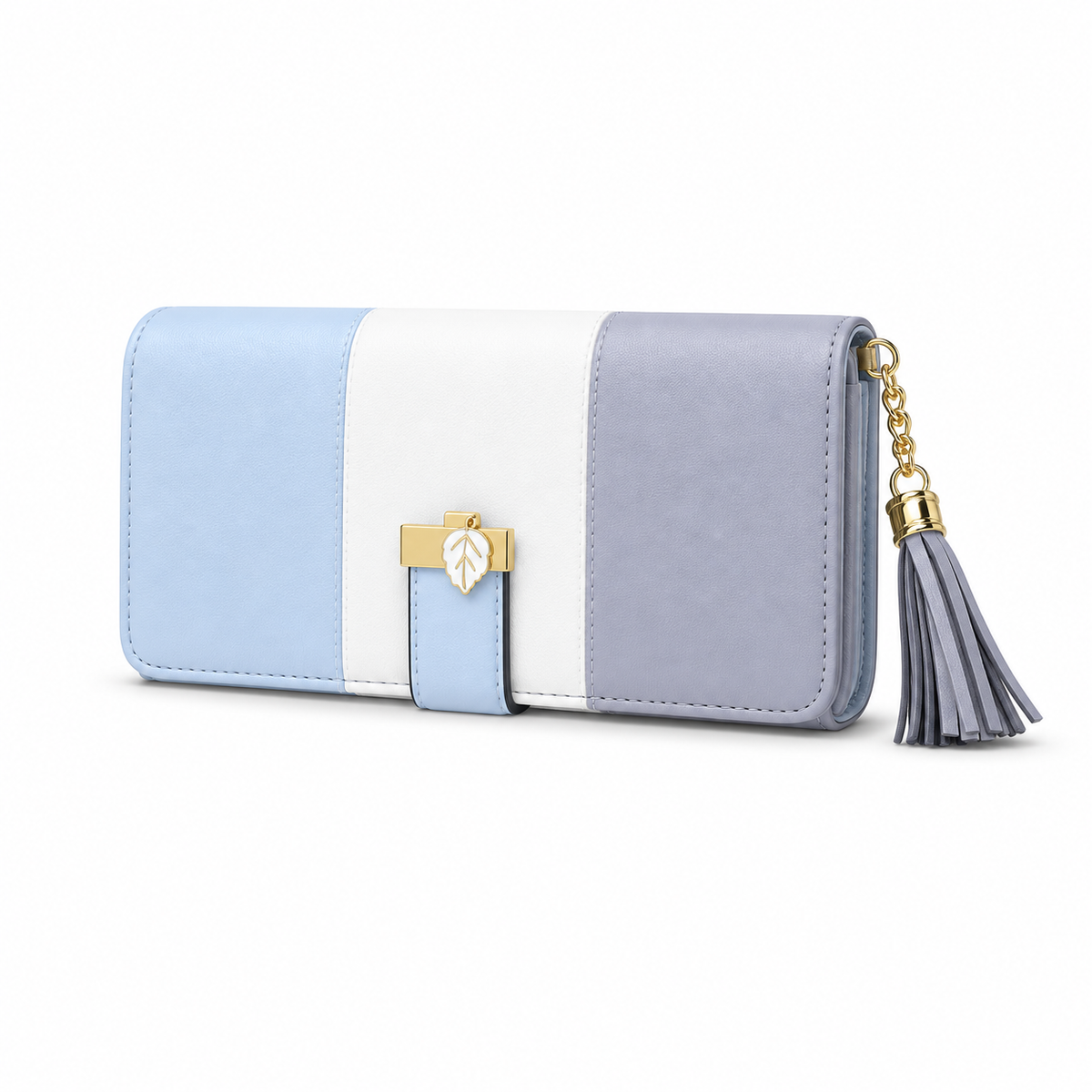 Pastel Color Block Wallet With Tassel-2