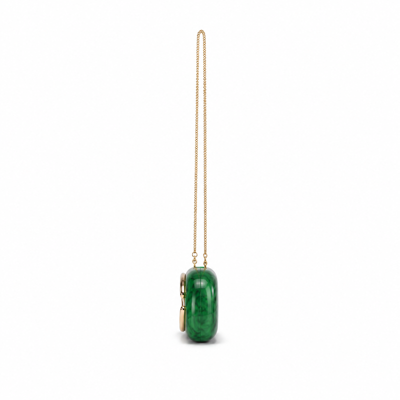 Green Marbled Acrylic Chain Clutch Bag-2