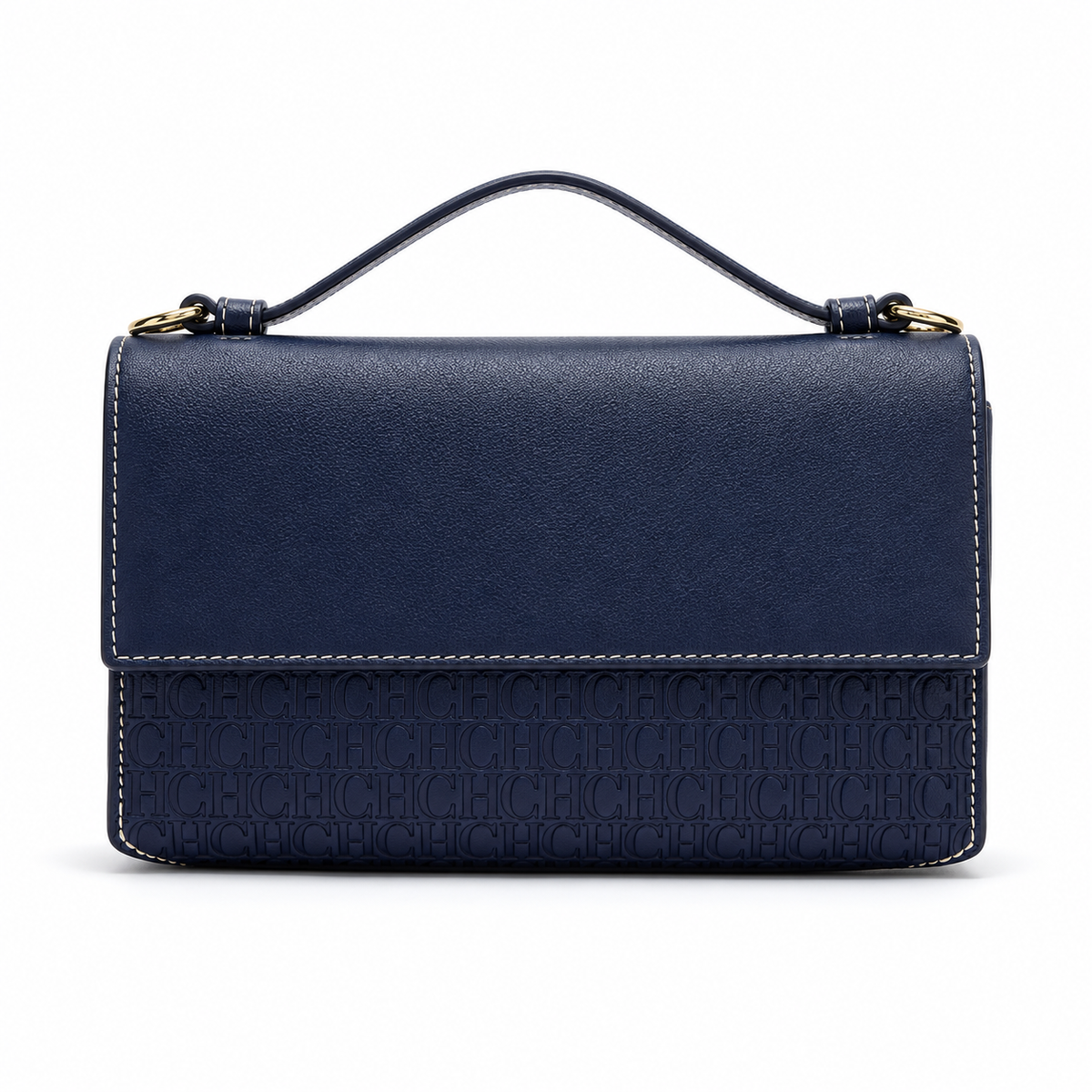 Navy Blue Embossed Leather Evening Clutch-2