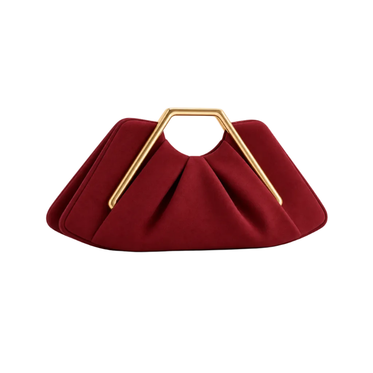Red Leather Evening Clutch Golden Handle-1