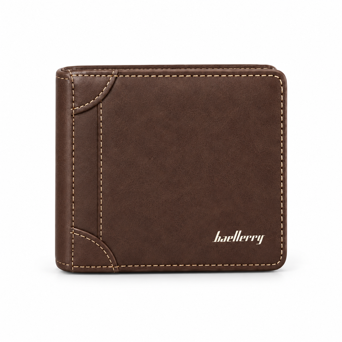 Classic Coffee Bifold Wallet With Stitching-4