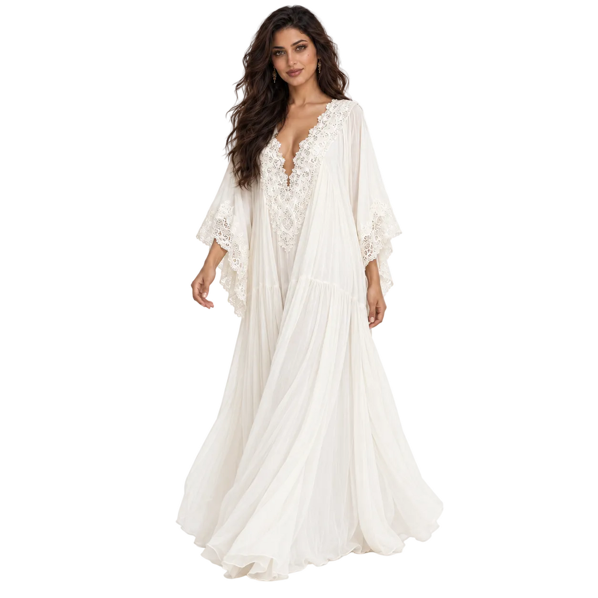 White Lace Flowing Women’s Beach Kaftan