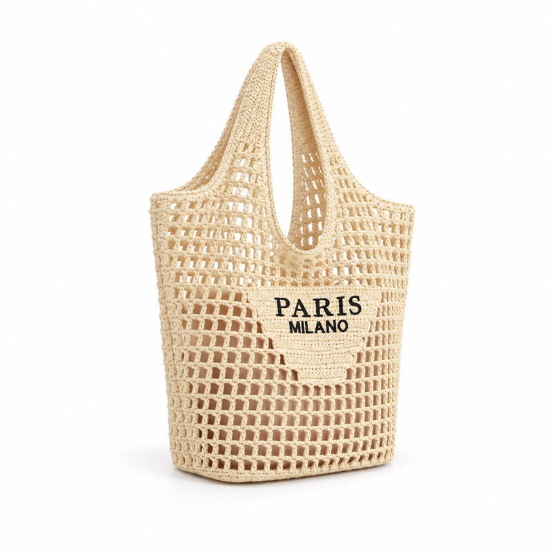 Paris Milano Crochet Woven Beach Tote-1