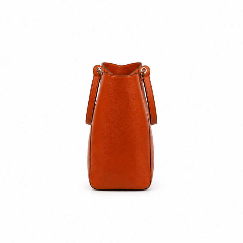 Women’s Cognac Brown Pebbled Leather Shoulder Bag-4