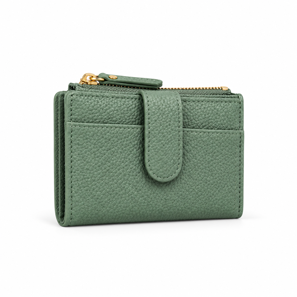 Sage Green Pebbled Compact Cardholder Wallet