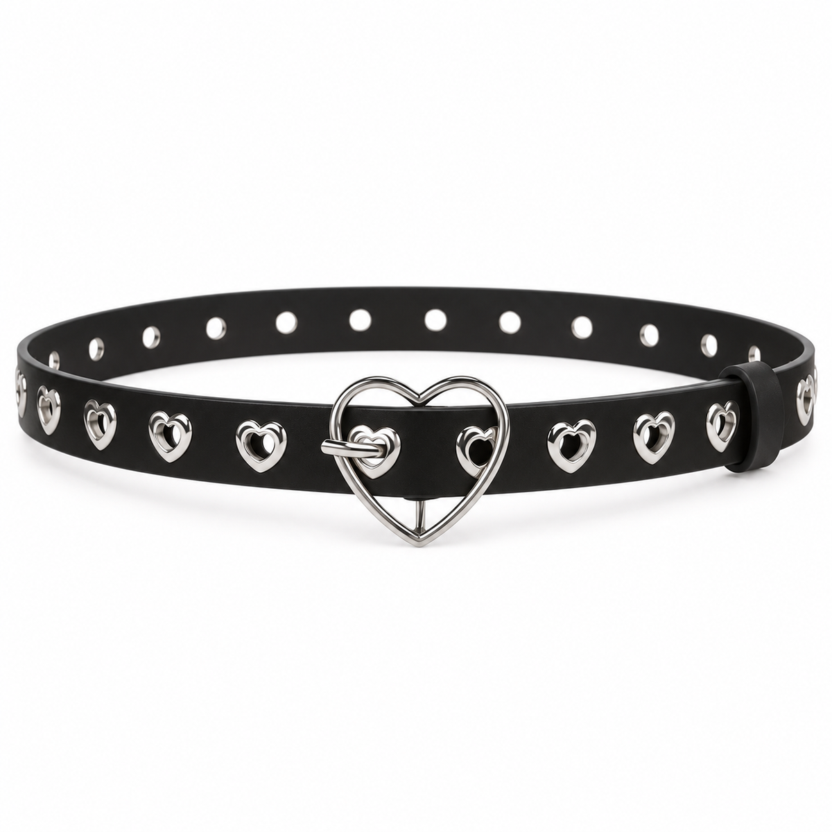 Black Heart Pouch Belt With Buckle-4