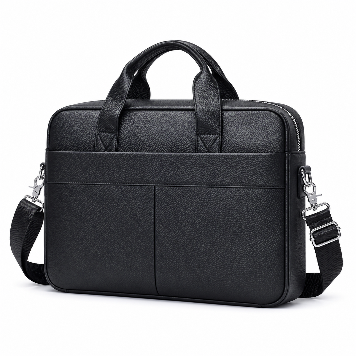 Classic Black Leather Briefcase Shoulder Bag-2