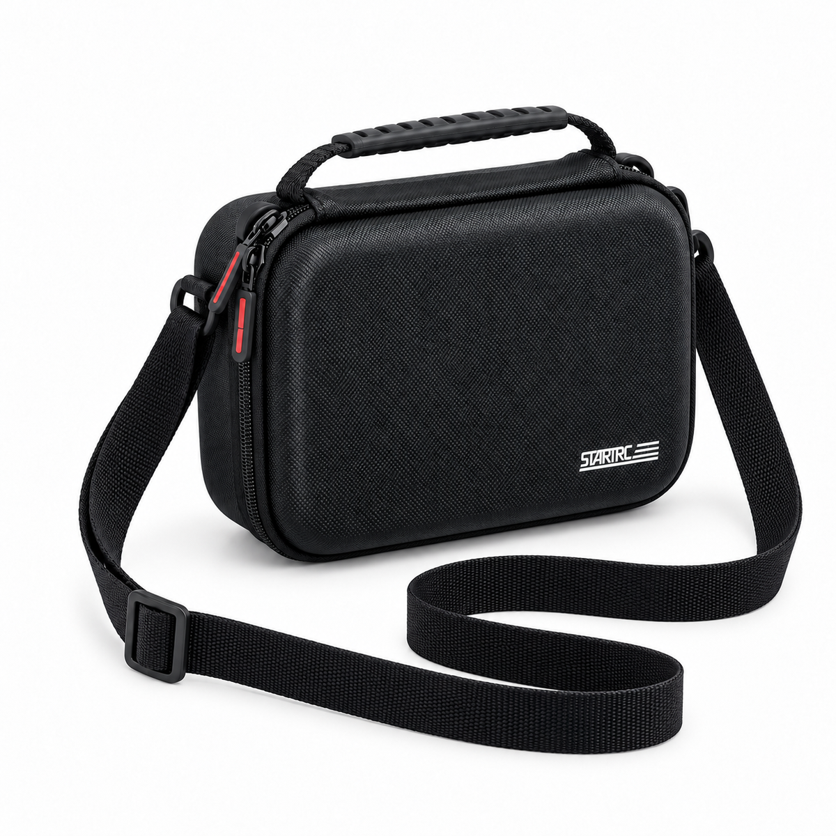 Black Textured Camera Bag With Strap-1