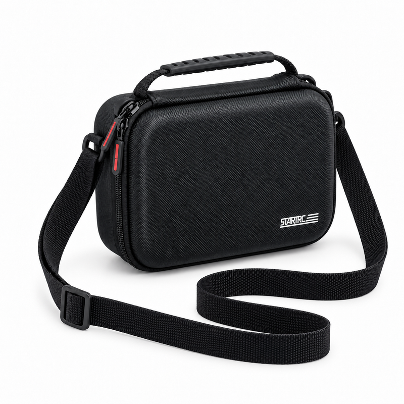 Black Textured Camera Bag With Strap-1