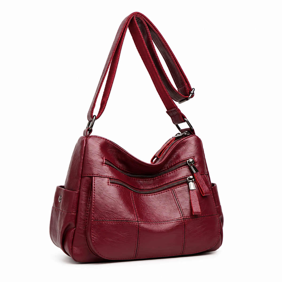 Elegant Burgundy Multi Pocket Crossbody Bag-1