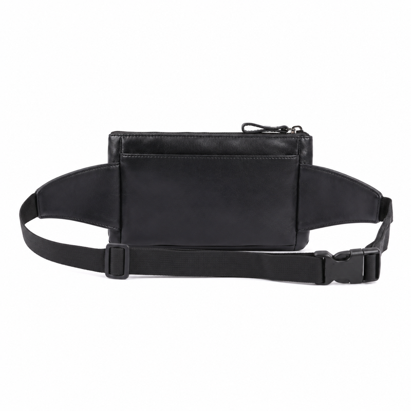 Black Multi-Pocket Leather Waist Bag-3