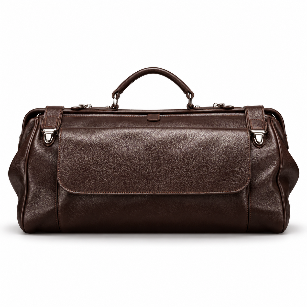 Dark Coffee Leather Duffel Travel Bag-4