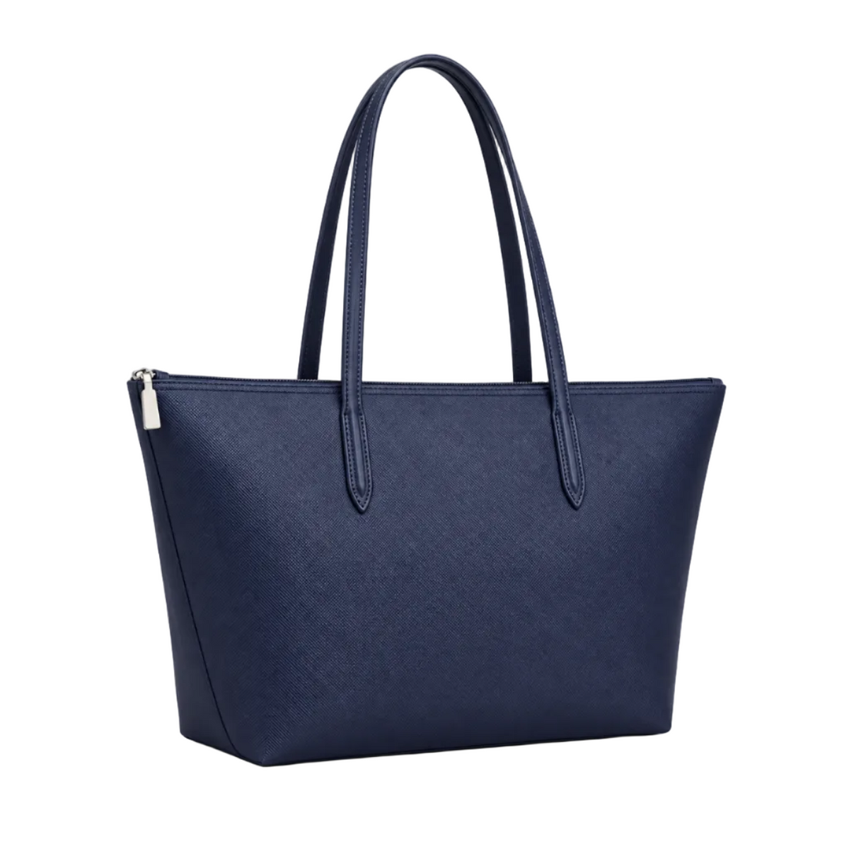 Navy Leather And Canvas Tote Bag-1