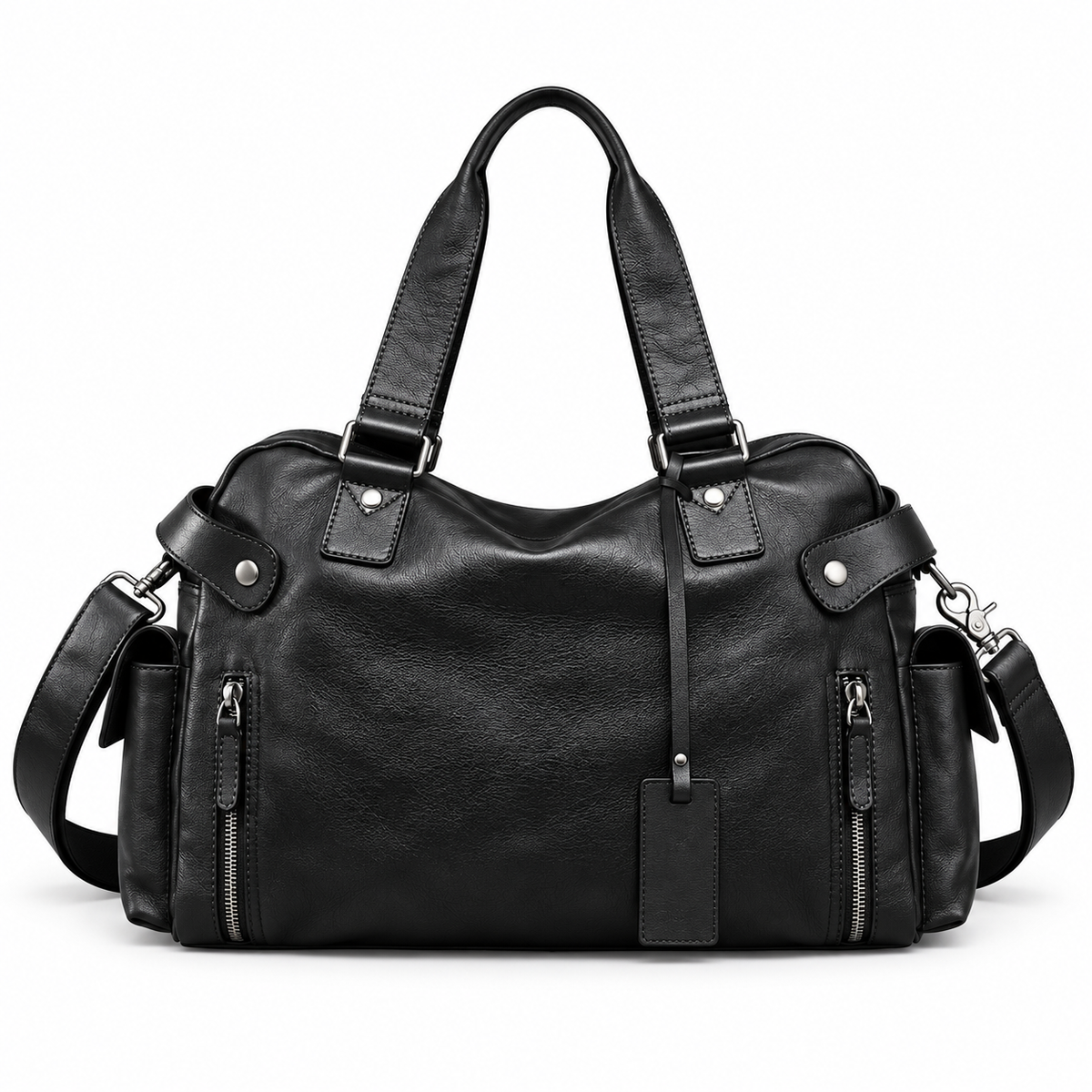 Vintage Black Multi Pocket Shoulder Handbag-2