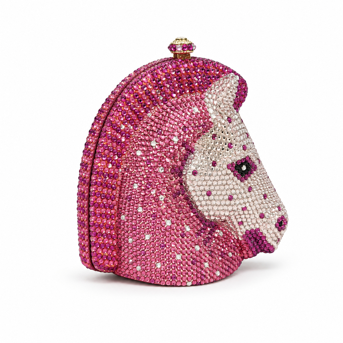 Pink Crystal Horse Head Luxury Clutch-2