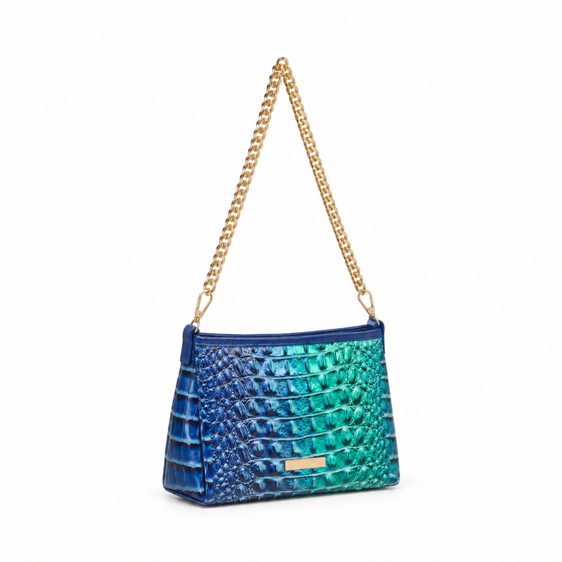 Iridescent Crocodile Chain Shoulder Handbag-1