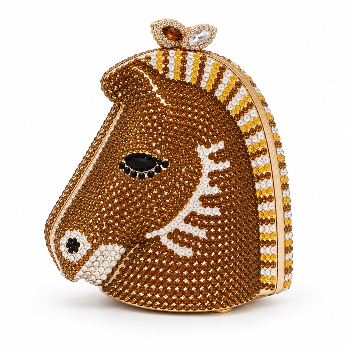 Golden Crystal Horse Head Evening Clutch-1