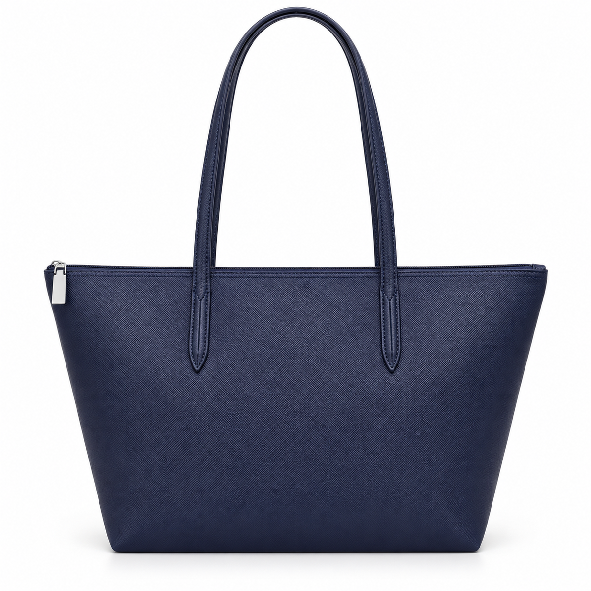 Navy Leather And Canvas Tote Bag-3