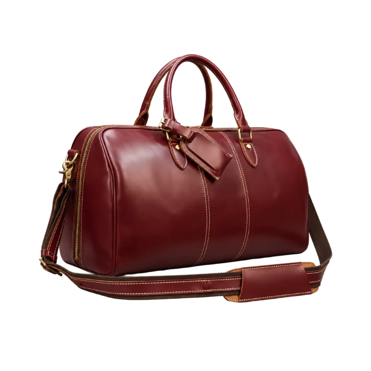 Classic Burgundy Leather Weekend Duffel Bag-1
