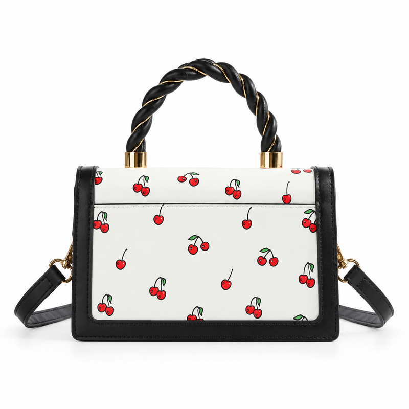 Cherry Print Twisted Handle Crossbody Bag-2