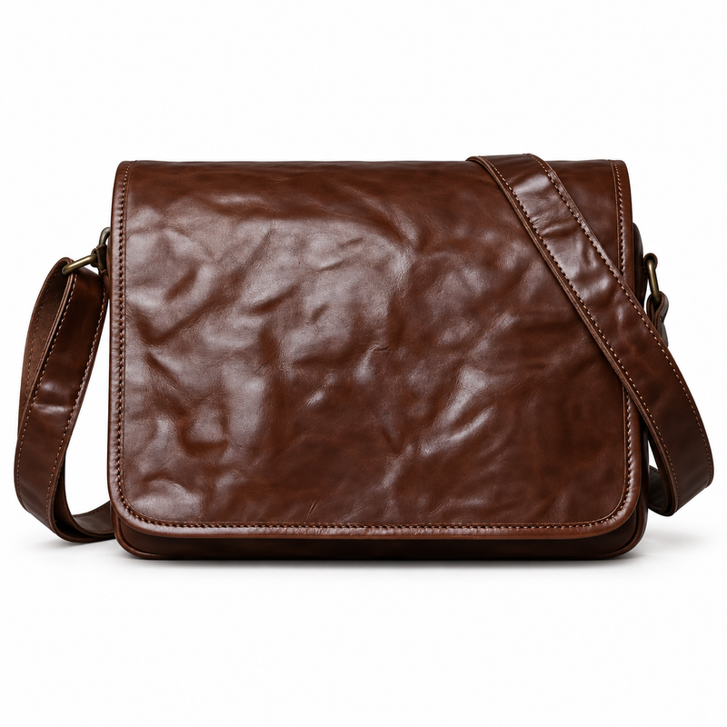 Classic Coffee Brown Leather Satchel Bag-3
