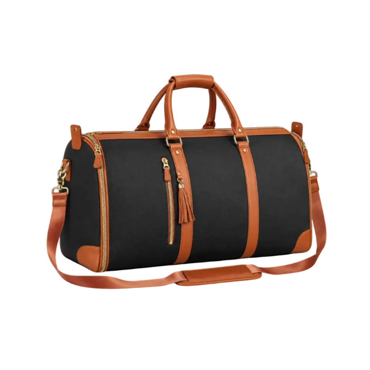Black Brown Convertible Garment Overnight Bag-1