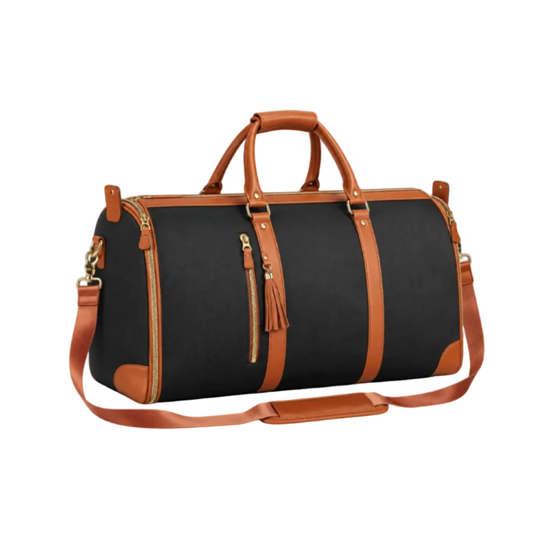 Black Brown Convertible Garment Overnight Bag-1