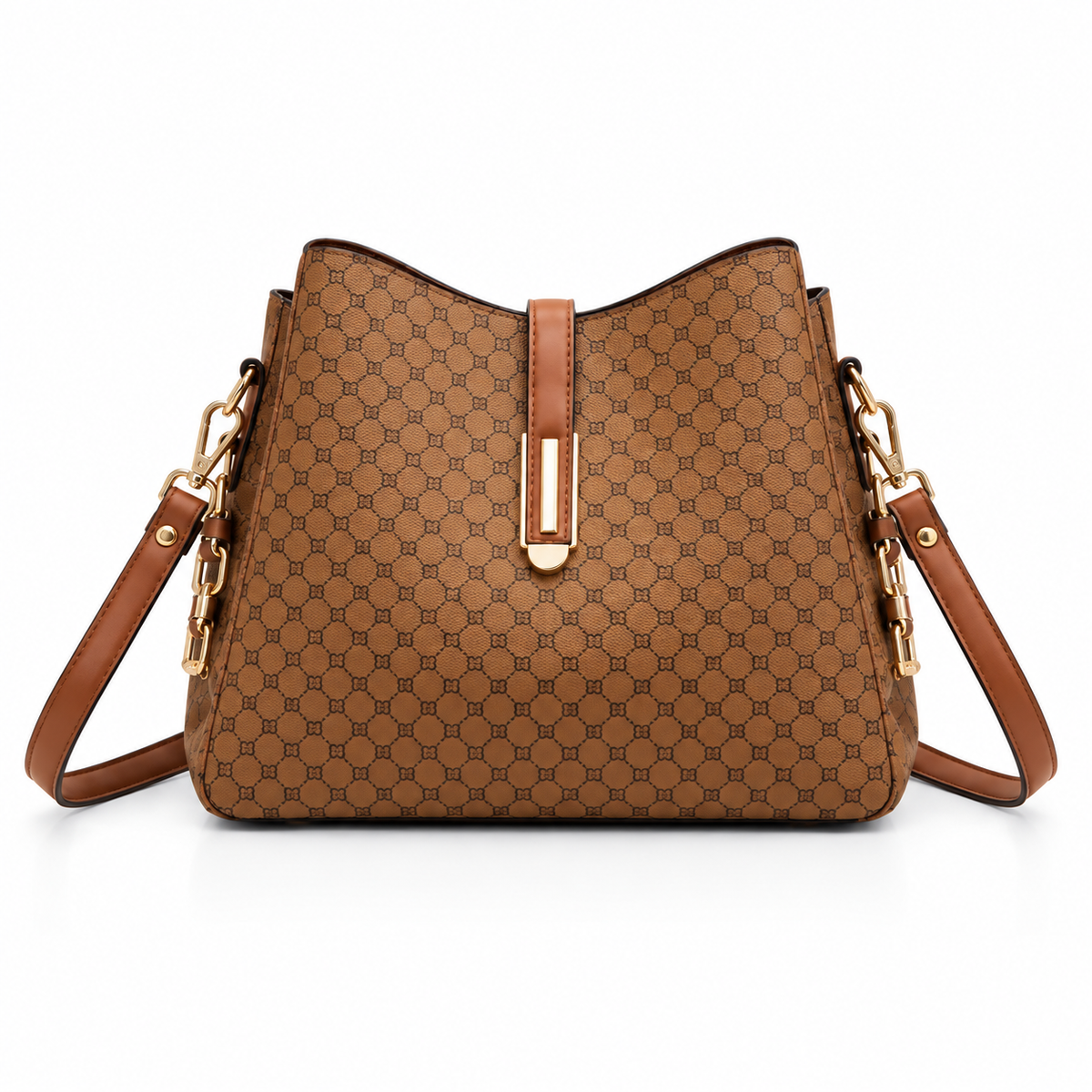 Elegant Brown Monogram Shoulder Bag Handbag-4