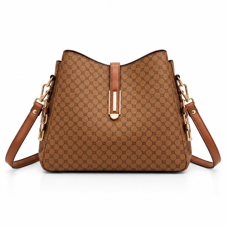 Elegant Brown Monogram Shoulder Bag Handbag-4