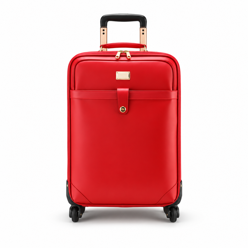 Elegant Red Rolling Suitcase With Wheels-3
