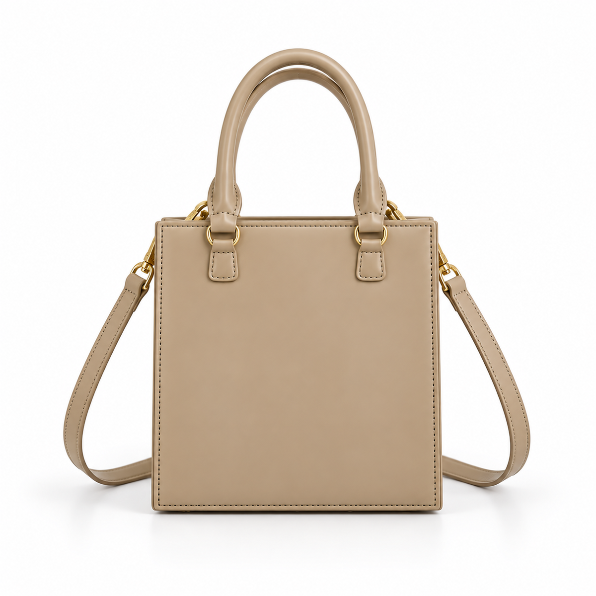 Khaki Sculptural Face Structured Tote Handbag-2