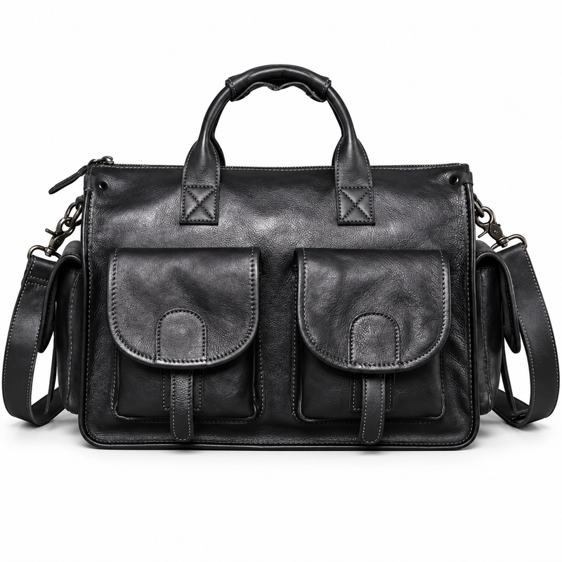 Classic Black Multi Pocket Overnight Bag-4