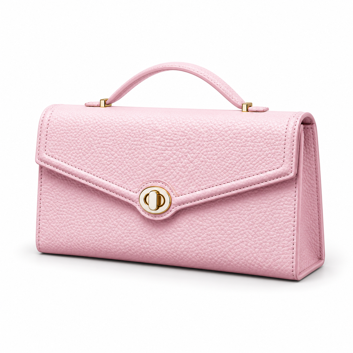 Elegant Pink Envelope Clutch With Handle-3
