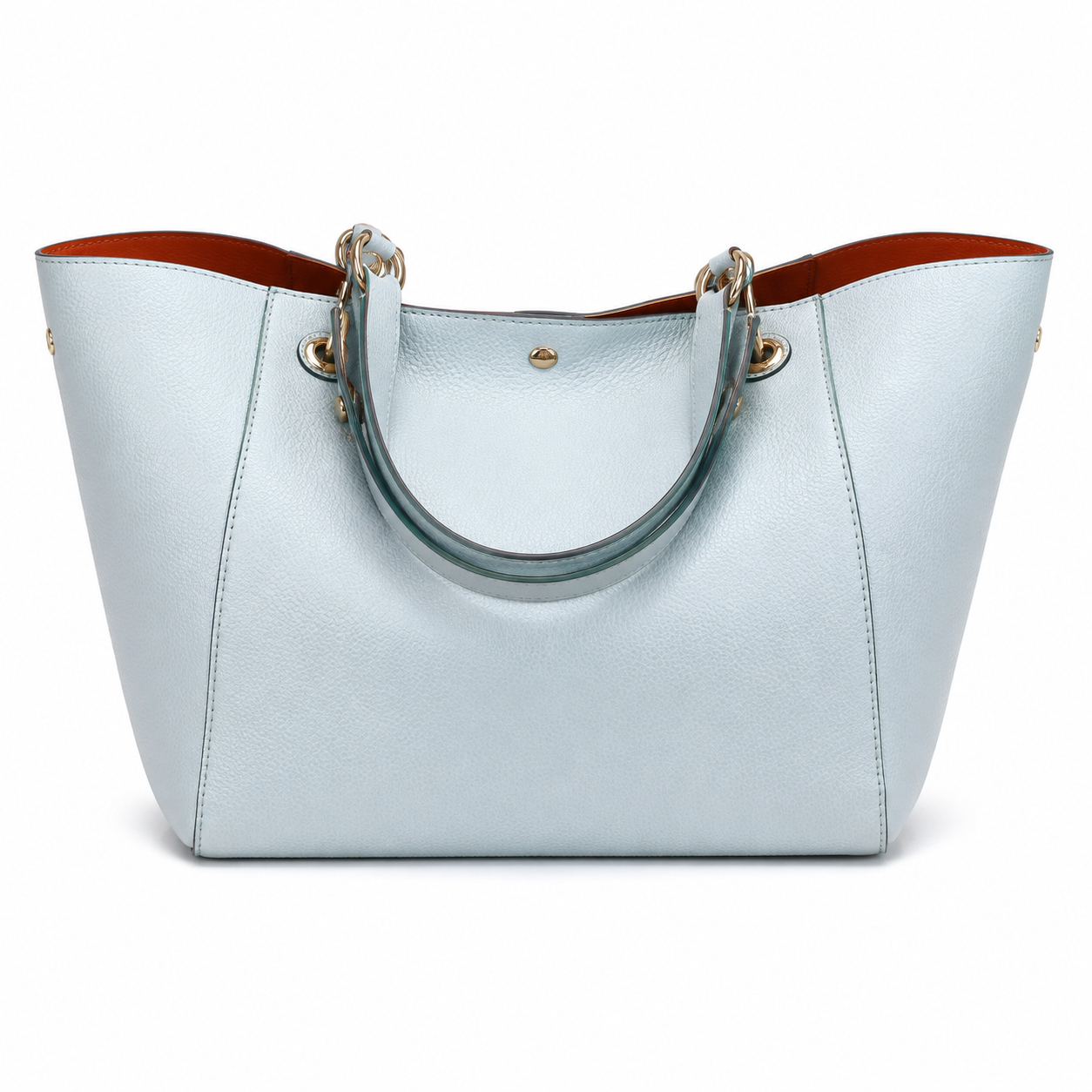 Women’s Light Blue Textured Tote Handbag with Double Handles-1