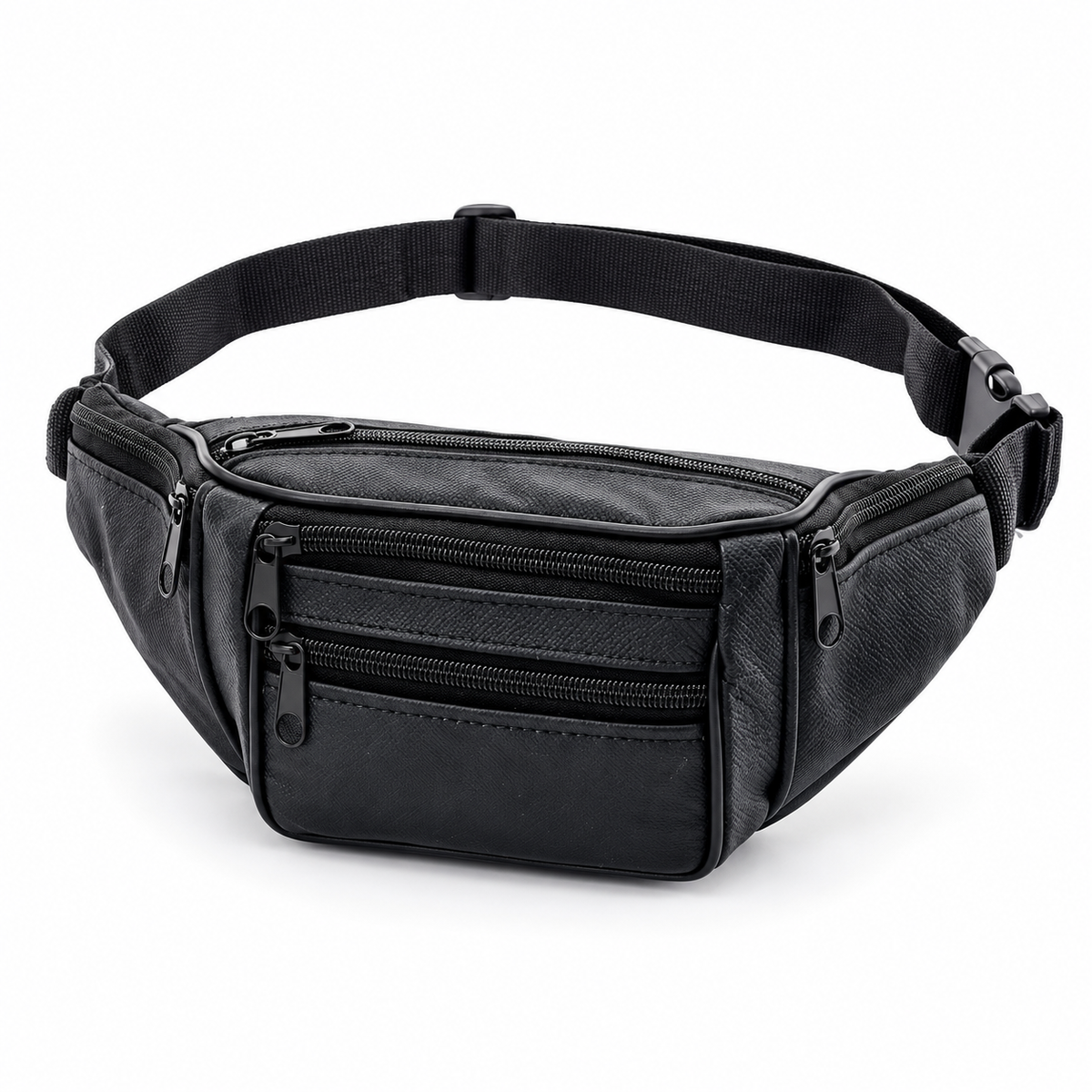 Black Multi Pocket Adjustable Waist Bag